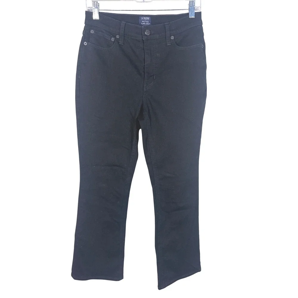 J.Crew‎ Mid-Rise Flare Crop Jeans Womens 27 Black Excellent Re-Imagined Denim